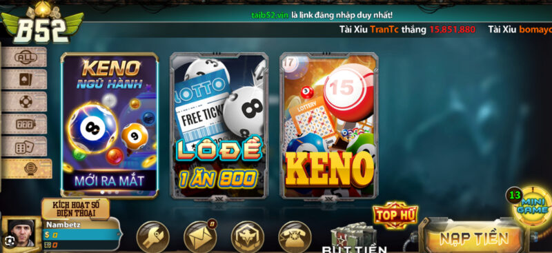 Keno ngũ hành rất thú vị