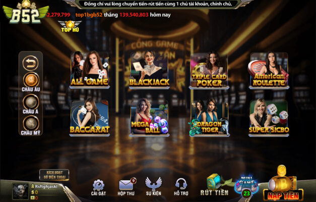 Đa dạng tựa game casino bậc nhất