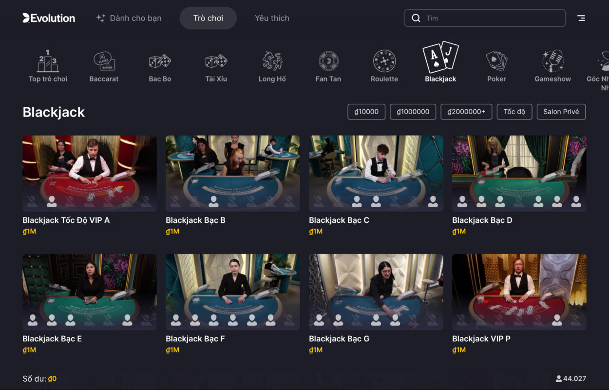 Đa dạng hình thức tham gia Blackjack