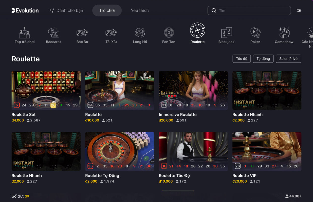 Nhiều loại Roulette hấp dẫn