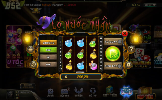 Kinh nghiệm chơi Lọ nước thần tại B52 club